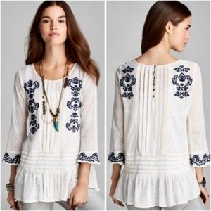 Free People Swiss dot lace embroidered tunic top